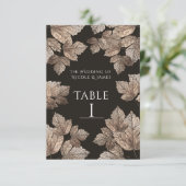 Dunkelbraun & Bronze-Blätter Rustikale Tischnummer (Stehend Vorderseite)