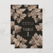 Dunkelbraun & Bronze-Blätter Rustikale Tischnummer (Vorne/Hinten)