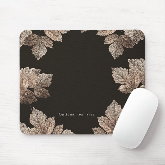 Dunkelbraun & Bronze-Blätter Rustikaler Fall Glam Mousepad (Mit Mouse)