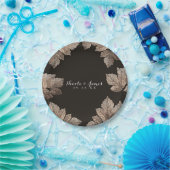 Dunkelbraun & Bronze-Blätter Rustikaler Fall Pappteller (Party)