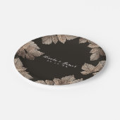 Dunkelbraun & Bronze-Blätter Rustikaler Fall Pappteller (Schrägansicht)