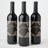 Dunkelbraun & Bronze-Blätter Rustikaler Fall Weinetikett (Flaschen)