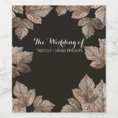 Dunkelbraun & Bronze-Blätter Rustikaler Fall Weinetikett (Einzelnes Label)