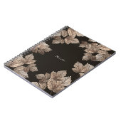 Dunkelbraun & Bronze-Blätter Rustikales Glam Custo Notizblock (Linke Seite)