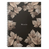 Dunkelbraun & Bronze-Blätter Rustikales Glam Custo Notizblock (Vorderseite)