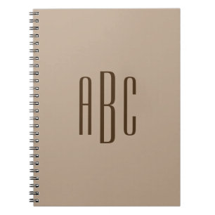 Dunkelbraun, einfache Drei-Buchstaben-Monogramm Notizblock