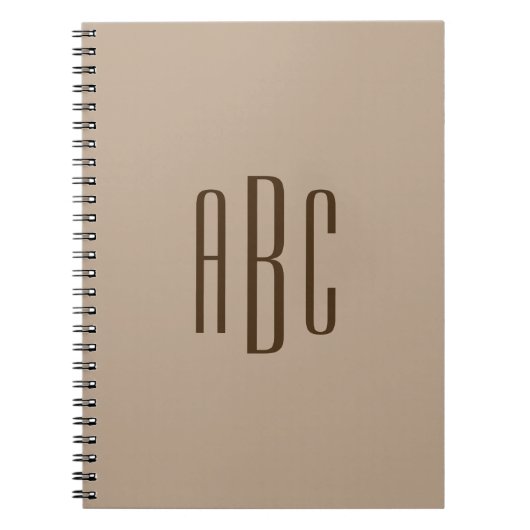 Dunkelbraun, einfache Drei-Buchstaben-Monogramm Notizblock (Vorderseite)