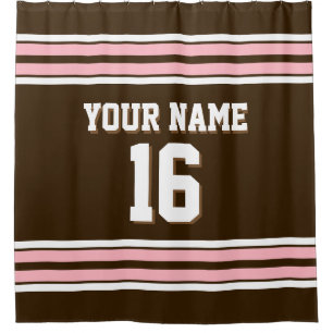 Dunkelbraun Rosa Weiße Streifen Sport Jersey Duschvorhang