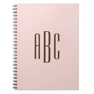 Dunkelbraun und blau, einfache Dreibuchstaben Notizblock