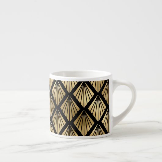 Dunkelbraun und Gold Art Deco Gemustert Espressotasse (Rechts)