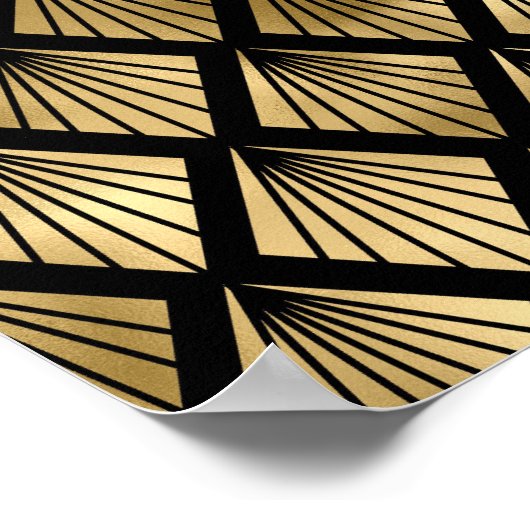 Dunkelbraun und Gold Art Deco Gemustert Poster (Ecke)