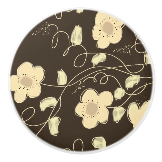 Dunkelbraun und Mandelschrank Pull Keramikknauf (Vorderseite)