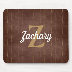 Dunkelbraun Vintage Pinstripe Retro Monogramm Mousepad