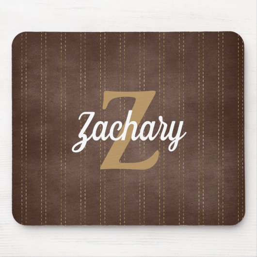 Dunkelbraun Vintage Pinstripe Retro Monogramm Mousepad (Vorne)