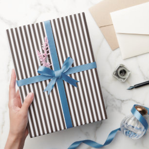 Dunkelbraun-weiße Streifen Geschenkpapier