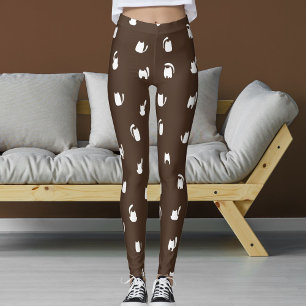 Dunkelbraun Weiße Tiere Haustiere Kätzchen Katzen  Leggings