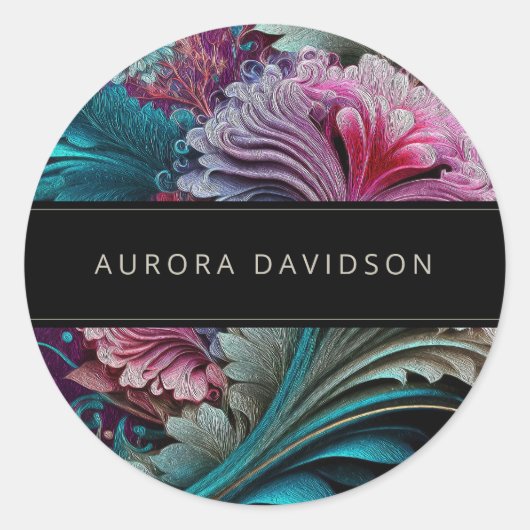 Dunkelbraune Aquarellschwarz Personalisiert Runder Aufkleber (Vorderseite)