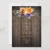 Dunkelbraune Barnboard String Lights Sonnenblumen Save The Date (Vorderseite)