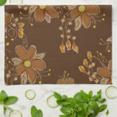 Dunkelbraune Blume Gemustert Küchentuch (Gefaltet)
