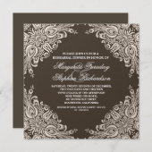 dunkelbraune Damast Probe einladen Einladung (Vorne/Hinten)