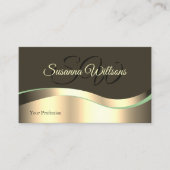 Dunkelbraune Dunkelbraune Wavy Gold Dekorinitials Visitenkarte (Vorderseite)