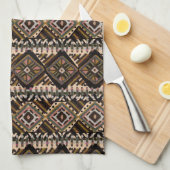 Dunkelbraune Erdfarben Schmuckstoff Ethnische Deko Geschirrtuch (Viertel Falte)