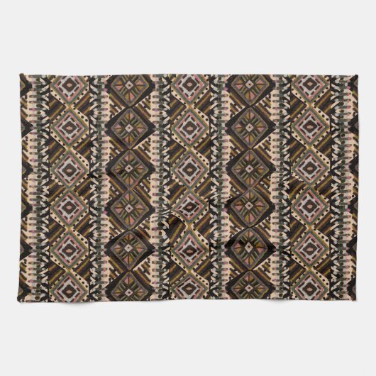 Dunkelbraune Erdfarben Schmuckstoff Ethnische Deko Geschirrtuch (Horizontal)