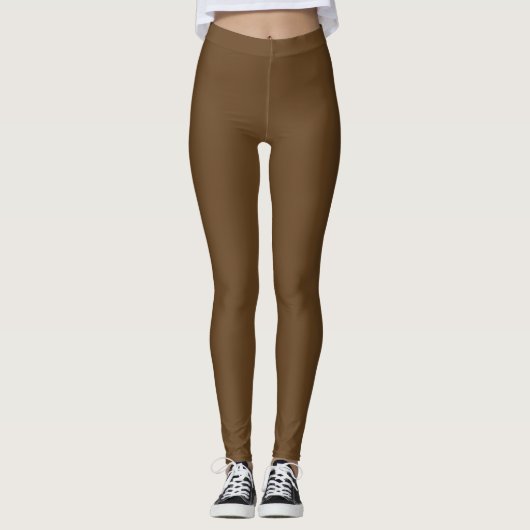 Dunkelbraune Farbe einfarbig Leggings (Vorderseite)