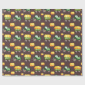 Dunkelbraune Farmfarbe Grüne Traktorkinder Geschenkpapier (Flach)