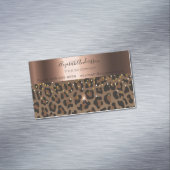 Dunkelbraune Glasglasbronze aus Leopard, metallisc Magnetische Visitenkarte (Beispiel)