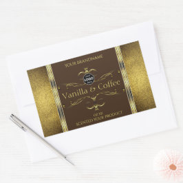 Dunkelbraune Gold-Glitzer-Grenzen-Logo Rechteckiger Aufkleber