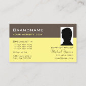 Dunkelbraune hellgelbe Farbe mit Logo und Foto Chi Visitenkarte (Rückseite)