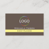 Dunkelbraune hellgelbe Farbe mit Logo und Foto Chi Visitenkarte (Vorderseite)