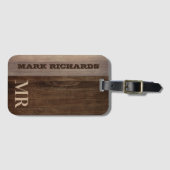 Dunkelbraune Holzgestaltung | Monogramm Gepäckanhänger (Vorderseite (Horizontal))