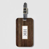 Dunkelbraune Holzgestaltung | Monogramm Gepäckanhänger (Vorderseite Vertikal)