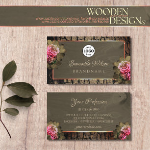 Dunkelbraune Holzkörbe Rosenbaum Bark Logo Visitenkarte