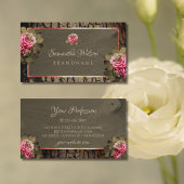 Dunkelbraune Holzkörner Pink Roses Naturbaum Bark Visitenkarte