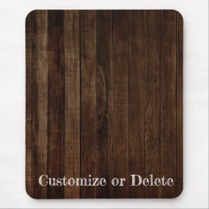 Dunkelbraune Holzplanen mit Personalisiertem Text Mousepad