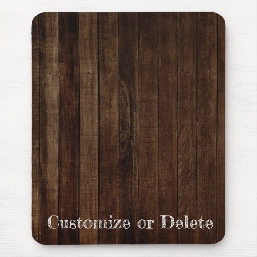 Dunkelbraune Holzplanen mit Personalisiertem Text Mousepad (Vorne)