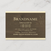 Dunkelbraune Holzplatten Holzkörner-Monogramm Visitenkarte (Rückseite)