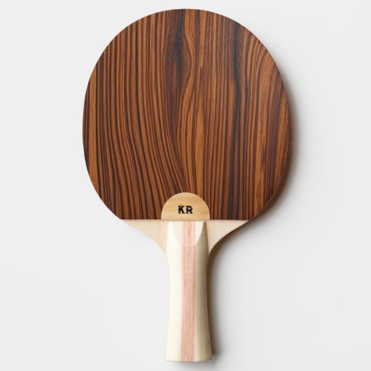 Dunkelbraune Holztextur Custom Monogram Tischtennis Schläger (Rückseite)