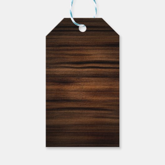 Dunkelbraune Holztextur Muster Geschenkanhänger (Vorderseite)