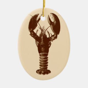 Dunkelbraune Hummer auf hellbeige Keramikornament