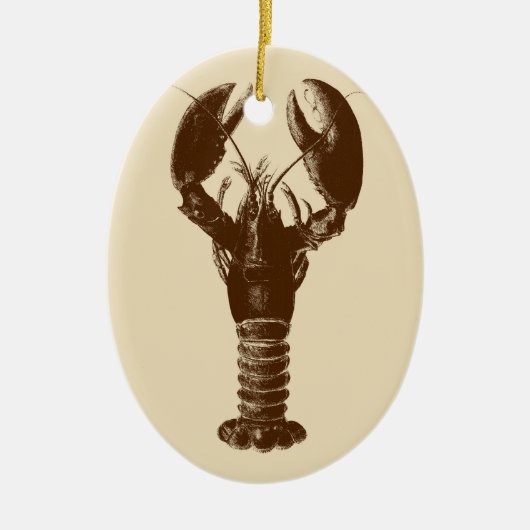 Dunkelbraune Hummer auf hellbeige Keramikornament (Vorne)
