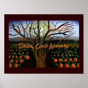 Dunkelbraune kalte Gefühle Acrylmalerei Herbst Poster