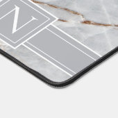 Dunkelbraune Marmormonogramm Warm-Grau-Kupfer-ID67 Schreibtischunterlage (Ecke)