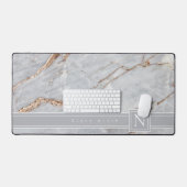 Dunkelbraune Marmormonogramm Warm-Grau-Kupfer-ID67 Schreibtischunterlage (Tastatur & Maus)