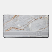 Dunkelbraune Marmormonogramm Warm-Grau-Kupfer-ID67 Schreibtischunterlage (Vorderseite)