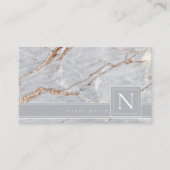 Dunkelbraune Marmormonogramm Warm-Grau-Kupfer-ID67 Visitenkarte (Vorderseite)