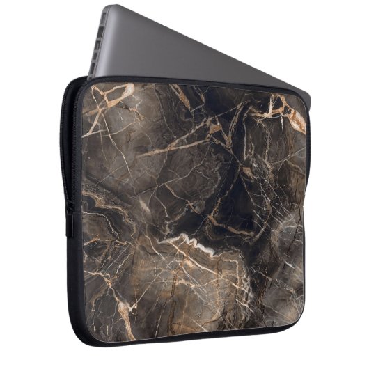 Dunkelbraune Marmorvene Laptopschutzhülle (Vorne Rechts)